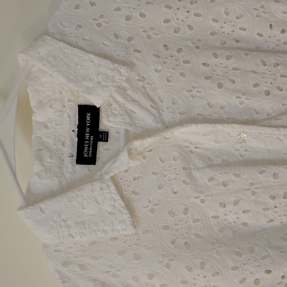 jones NEW YORK White Eyelet Peplum Peekaboo Coquette Cover-up Shacket - Picture 4 of 8